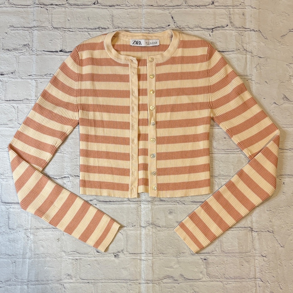 Zara Ribbed Stripe Cardigan - Picture 10 of 11